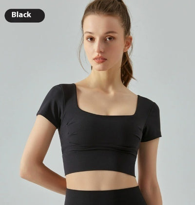 Beauty Back Yoga Short Sleeve Women's Removable Chest Pad Workout Top