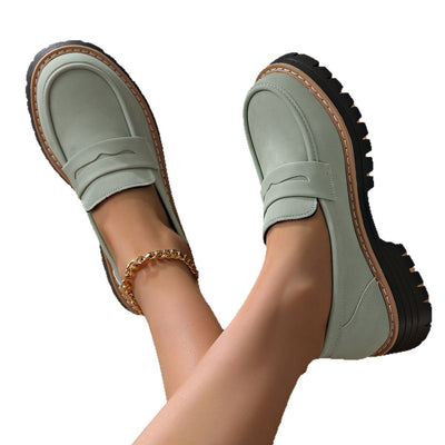 Women's Retro Solid Color Plus Size Casual Platform Shoes