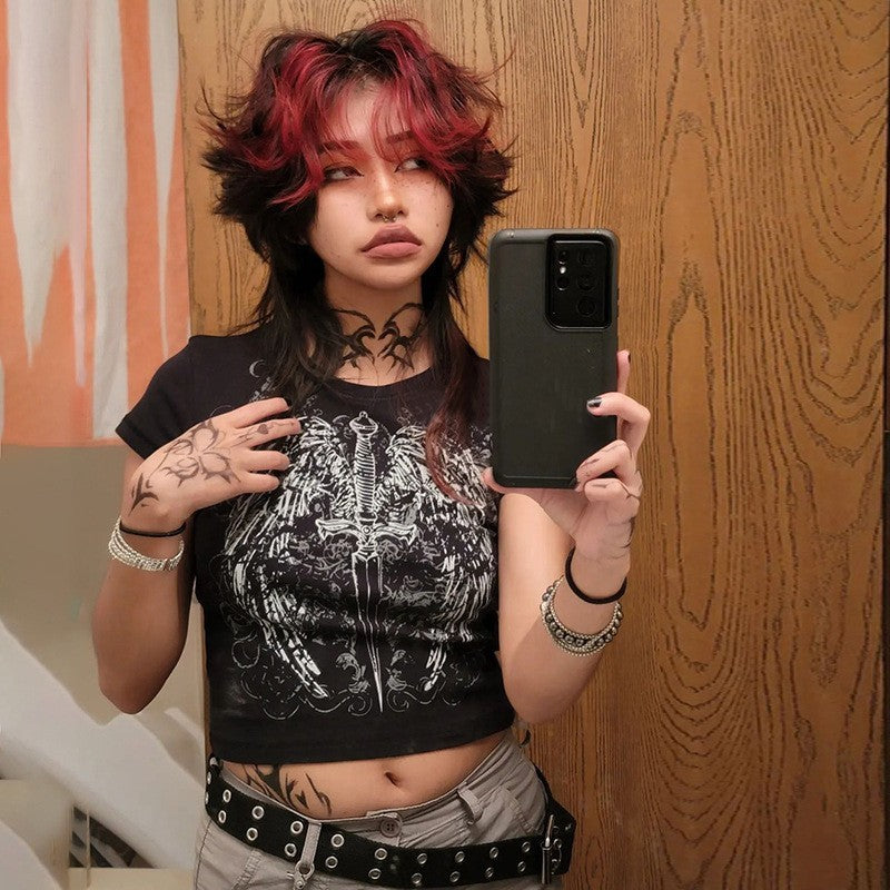 American Retro Printed Foreign Trade T-shirt Cute Solid Color