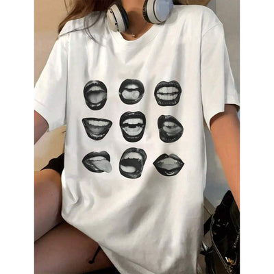American Retro Printed Foreign Trade T-shirt Cute Solid Color