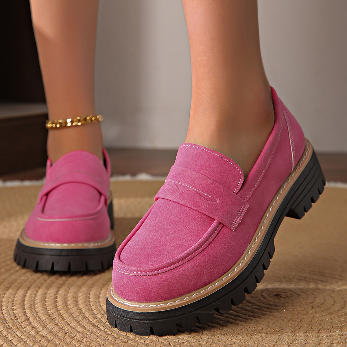 Women's Retro Solid Color Plus Size Casual Platform Shoes