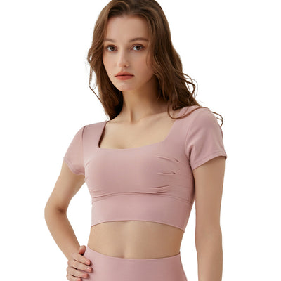 Beauty Back Yoga Short Sleeve Women's Removable Chest Pad Workout Top