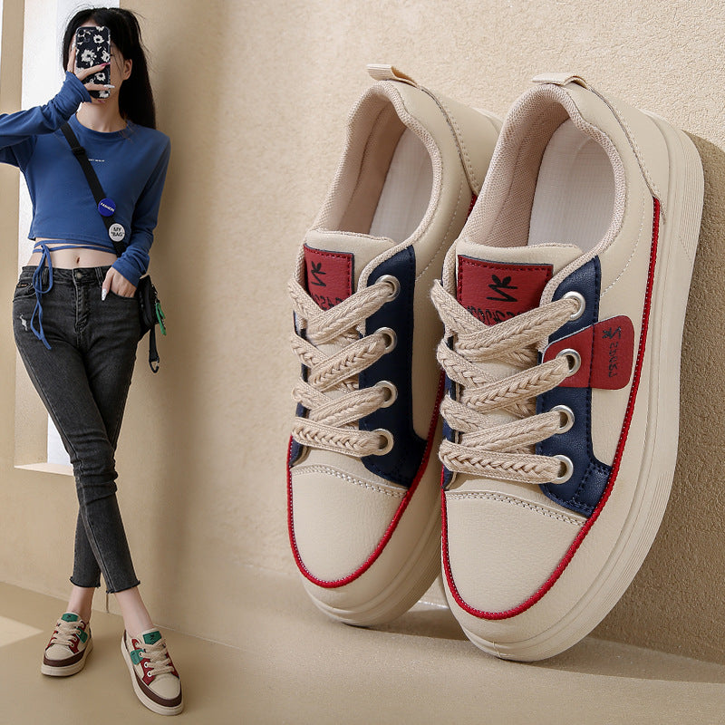 Women's Korean-style Comfortable White Platform Sneakers