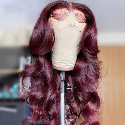 Wigs Medium Points Wine Red Long Curly Hair