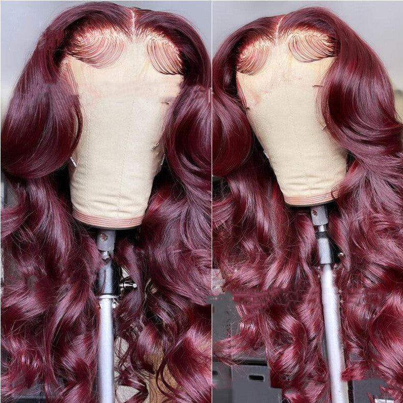 Wigs Medium Points Wine Red Long Curly Hair